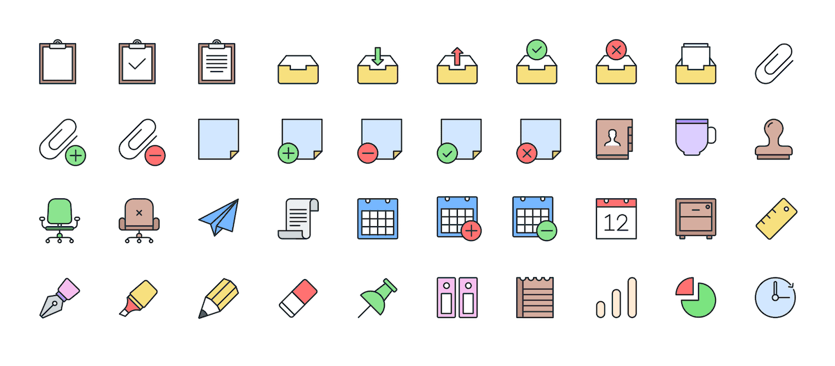 Colorful Icons - 12 Office